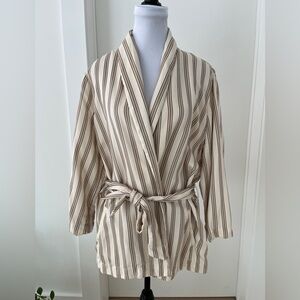 PART TWO Rhea JA Tie Waist Linen Lyocell Blend Jacket 3/4 Sleeve Neutral Slouchy